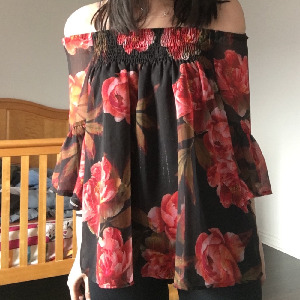 Ana rose floral off shoulder top